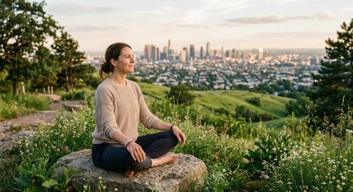 Person macht eine bewusste Atempause in der Natur als Symbol für Stressbewältigung und Resilienz - Symbolbild: Generiert mit KI / Sanuvita